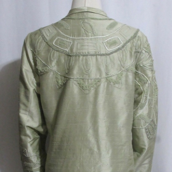 COLDWATER CREEK GREEN SILK JACKET & TOP MEDIUM - Picture 6 of 7